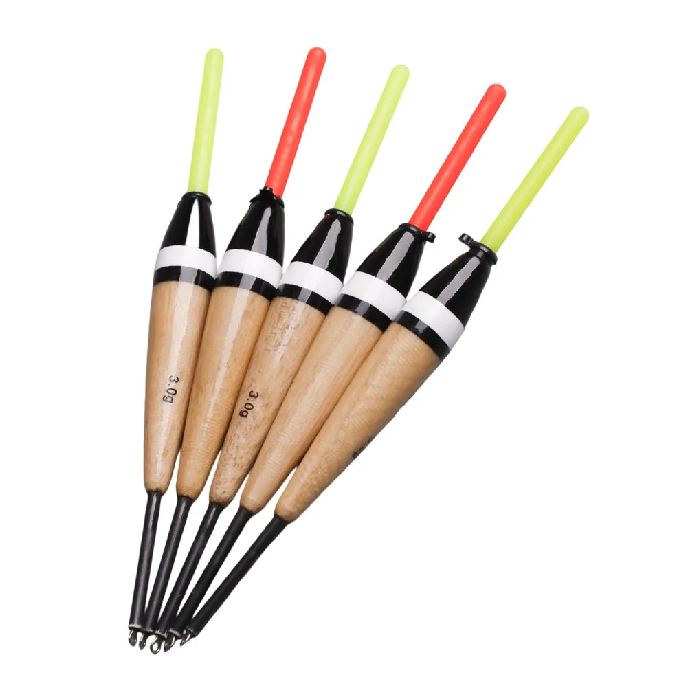 Balsa Wood Floats For Marine Fishing 5 Piece Pack With Weight Options 2g 3g 4g For Variable Depth Control