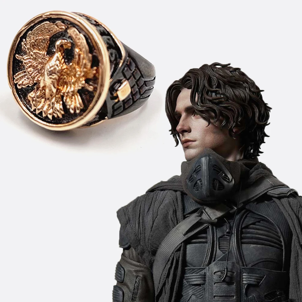 

Movie Dune Part Two House Atreides Paul Atreide Cosplay Rings Unisex Retro Punk Finger Ring Jewelry Costume Accessory Props Gift