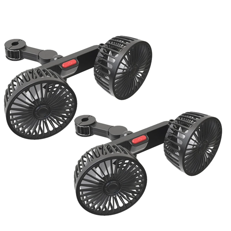 

NEW-Car Rear Dual Head Fan F4207 USB Interface Car Car Multifunction Convenient Practical Car Fan