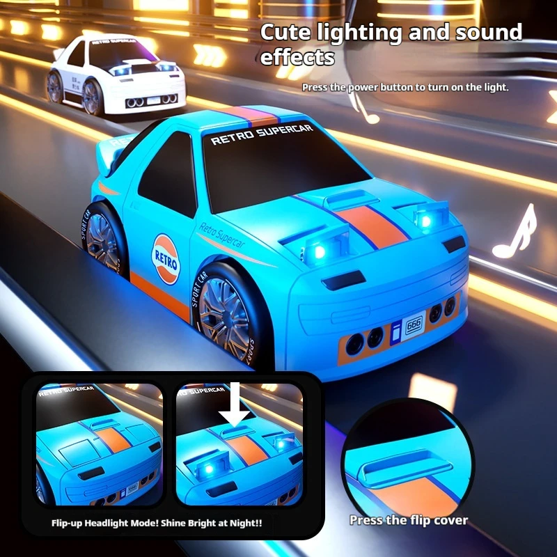 Retro Remote Control Car Mini Portable Smart Induction Following Electric Drift Led Lights Stress Relief Office Desktop Gift