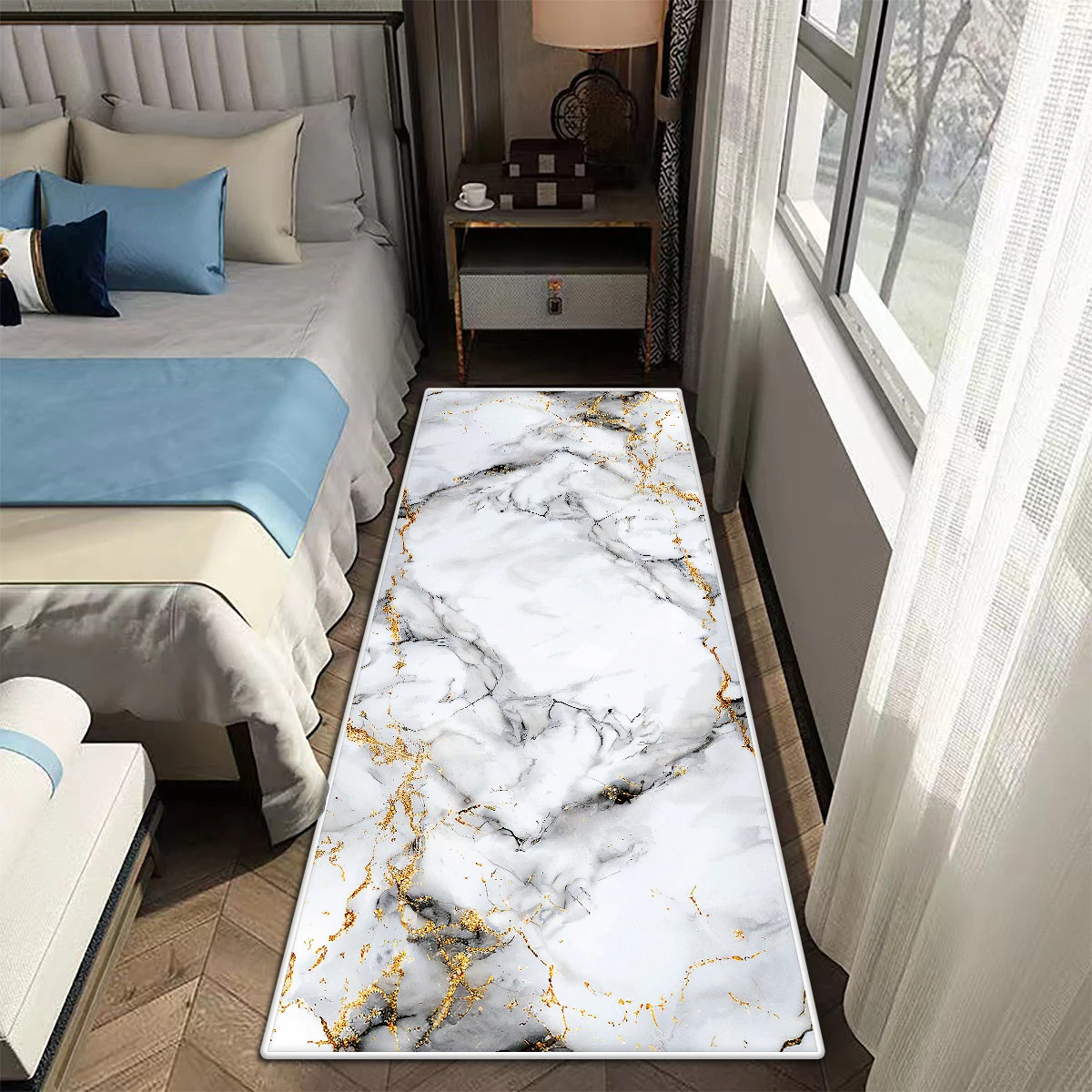

Luxury Marble Style Bedroom Bedside Carpet Living Room Decoration Home Fluffy Soft Long Rugs Room Lounge Sofa Non-slip Floor Mat