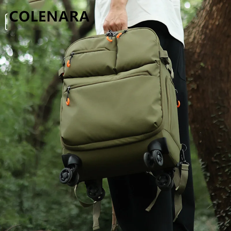 COLENARA حقيبة عالية الجودة 18 بوصة أكسفورد القماش الصعود صندوق الرجال حقيبة تروللي بعجلات السفر التصوير حقيبة المتداول الأمتعة