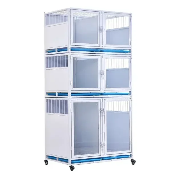 

multiple white dog cages cat cages for veterinary hospital