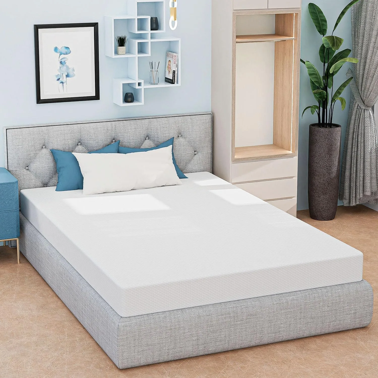 6 Inch Full Size Mattress, Gel Memory Foam Full Mattress, Pressure Relieving, Cooling Gel Foam, Full Mattress in a Box, White