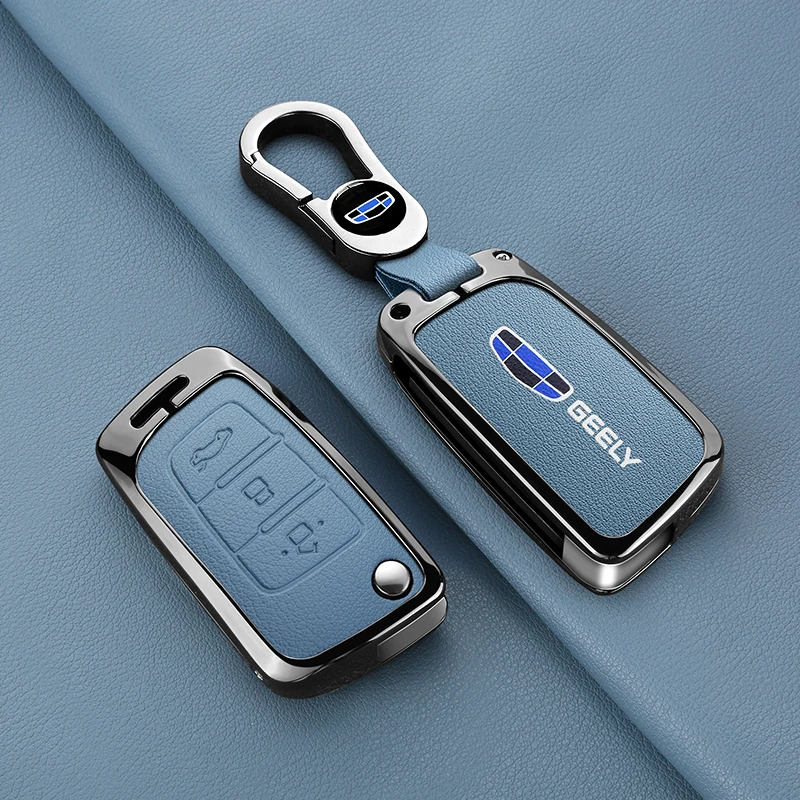 Zinc Alloy Leather Car Key Case Geely GX3 EC7 EC8 GC6 EC715 EC718 Emgrand7 EU7 EC7-RV EC718-RV Key Fob Car Key Case