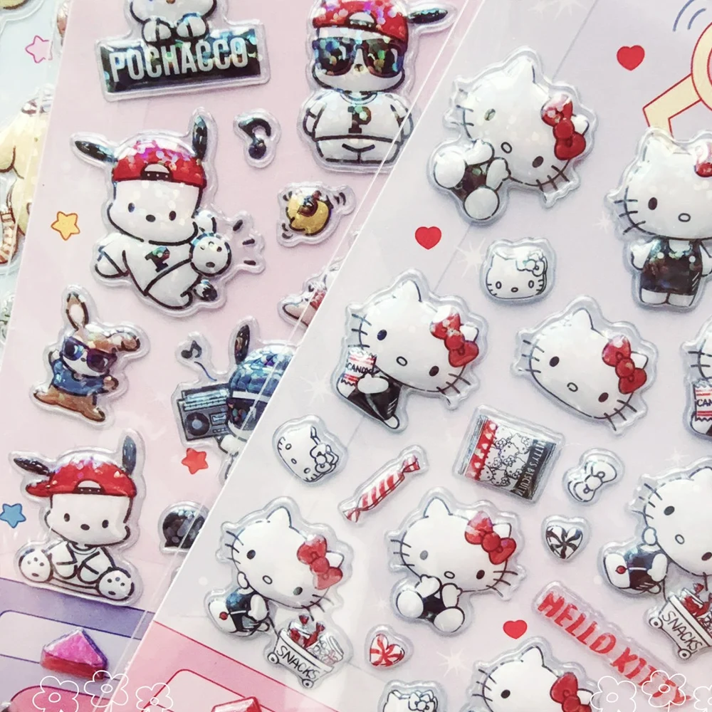 정품 산리오 스티커 헬로 키티 멜로디 만화 데칼 장난감 문구 기타 전화 자전거 노트북 수하물 자동차 소녀 선물