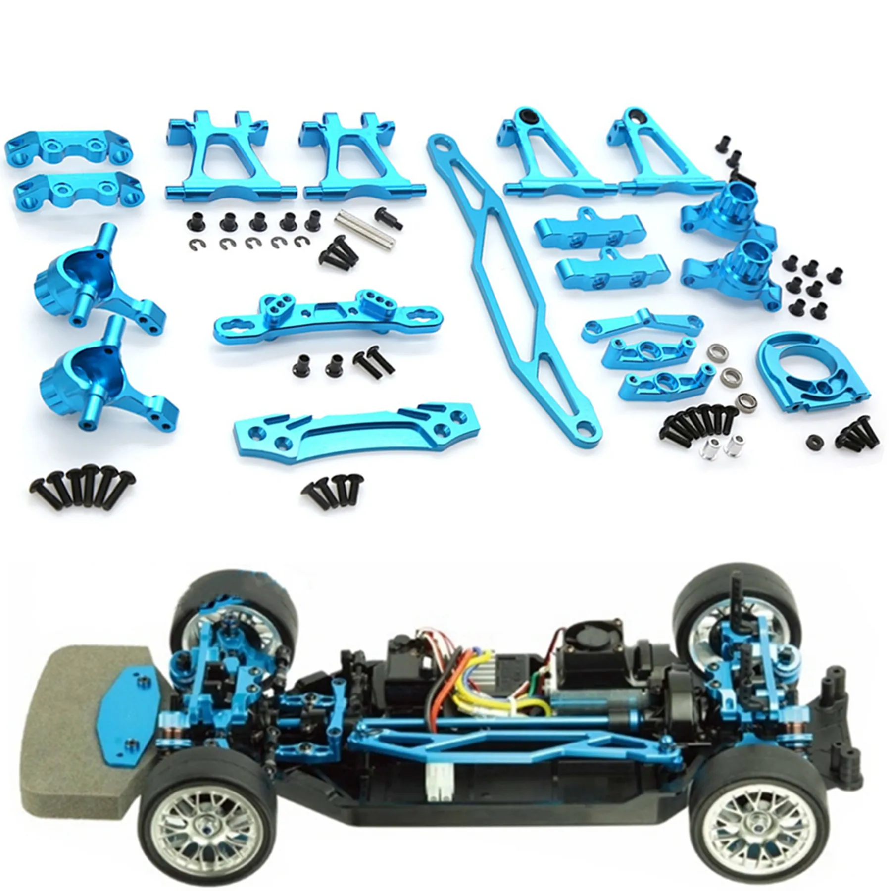 1:10 RC TT-02 Modification Accessory Kit Metal Swing Arm Steering Cup CVD Bumper Motor Base for 1/10 RC Car Tamiya TT02 Parts