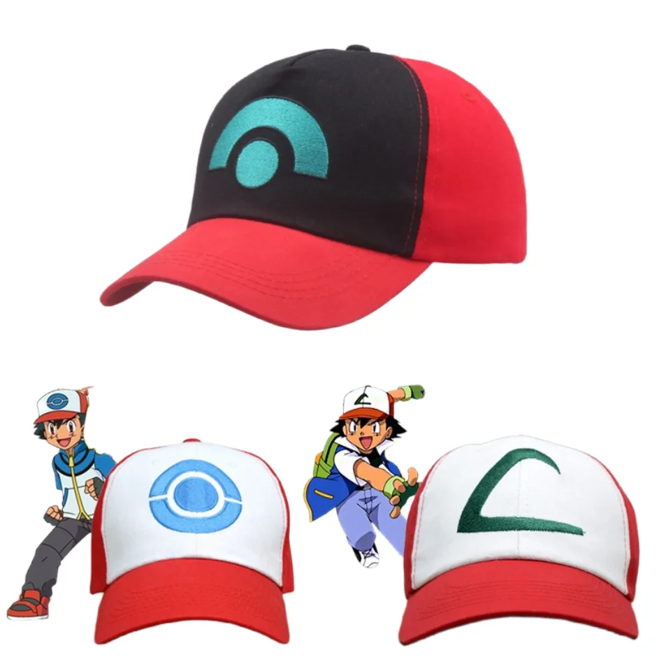 Summer Breath Anime Sun Hat  Ash Ketchum Cartoon Mesh Hats Cosplay Unisex Baseball Cap Gifts For Children Adult