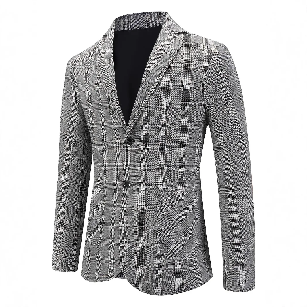 

2026 men, autumn business casual, single-breasted, plaid blazer