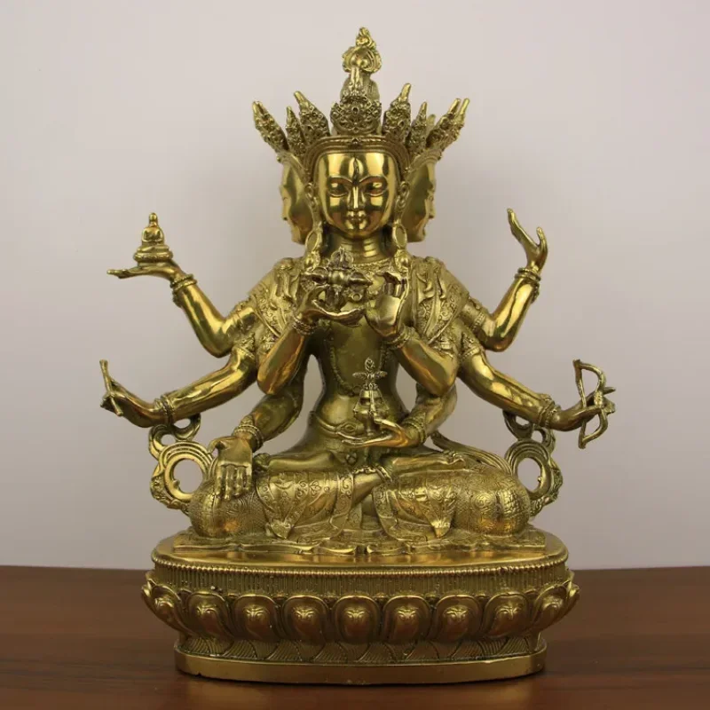 Pure Copper Dignified Buddha Mother Bodhisattva Statue Piece Longevity Three Bronze Statues