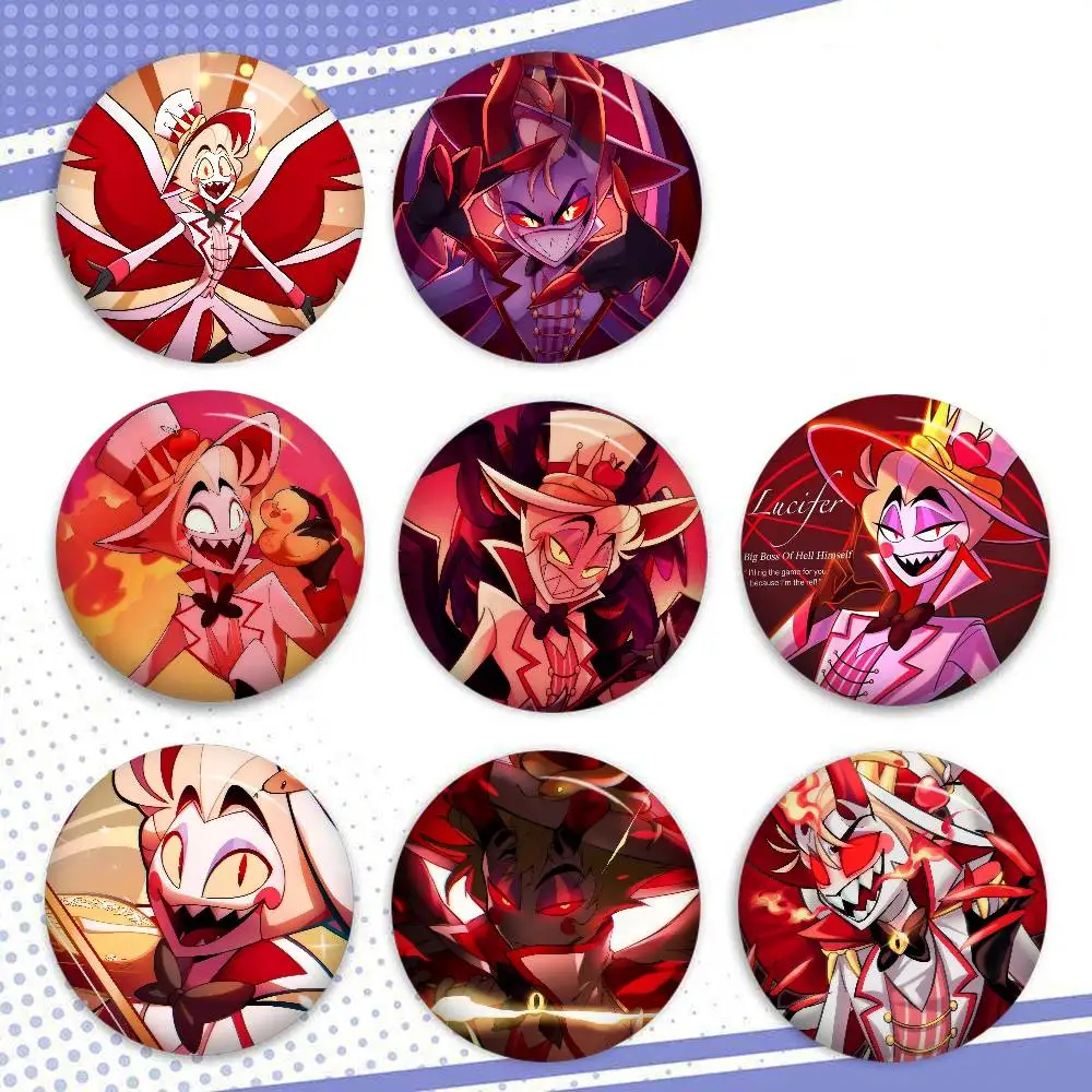 Anime H-Hazbin Hotel Lucifer Angel Kreative Weiche Anstecknadeln aus Weißblech Tier-Icon-Brosche Revers-Rucksack-Abzeichen Zubehör Pin