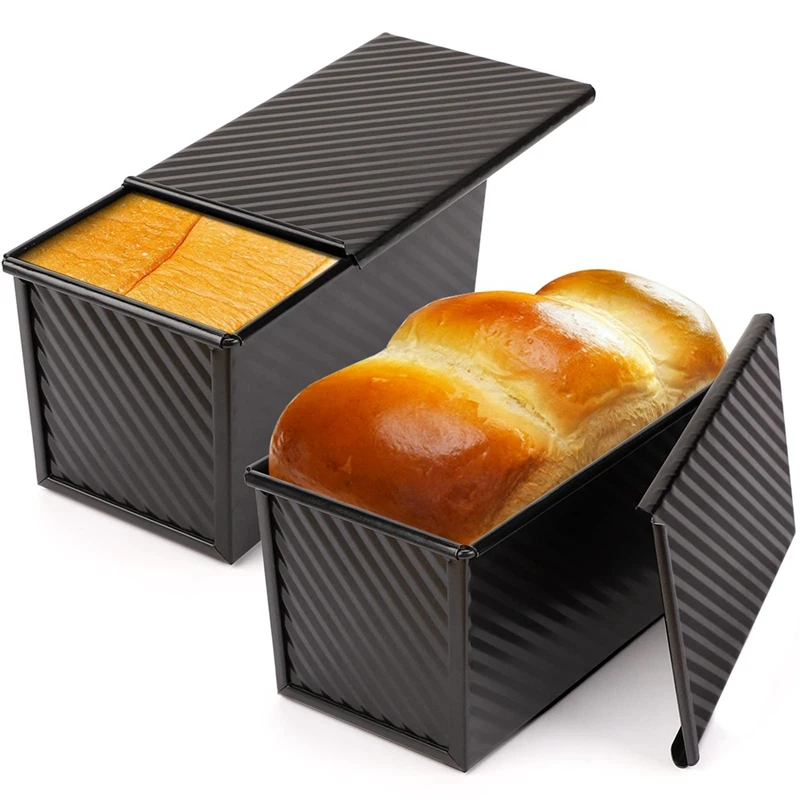 

Loaf Pan 2 Pack, Non-Stick Bread Pan With Lid Carbon Steel Bread Toast Box Mold With Cover For Bakeware Bread Easy To Use