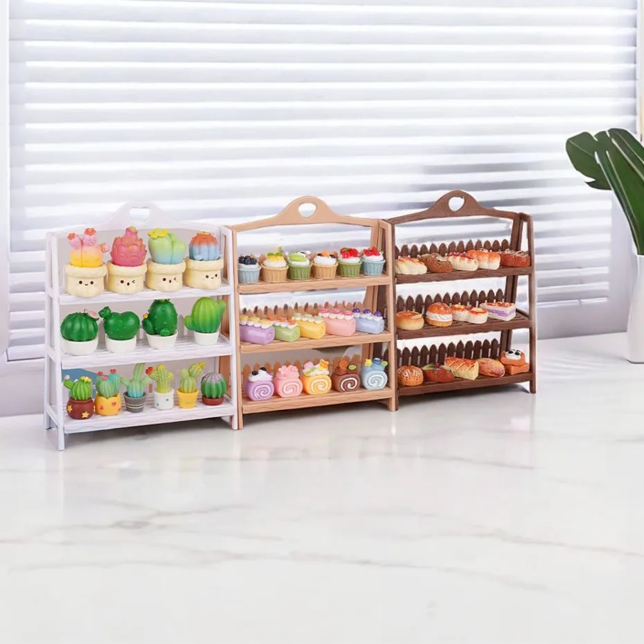 

Display Shelf Bread Rack Flower Stand Model Dollhouse Mini Furniture Decoration Dolls House Accessories Supermarket Model Gift