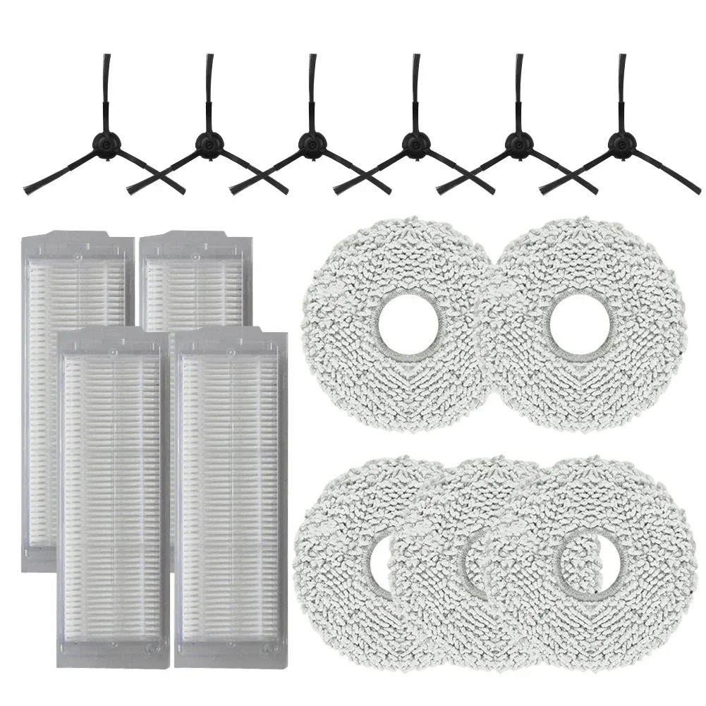 5 panos de esfregão de eletrodomésticos e 4 filtros e 6 peças de conjunto de escovas laterais para Cecotec para Conga 11090 Revolutiion Home & Wash