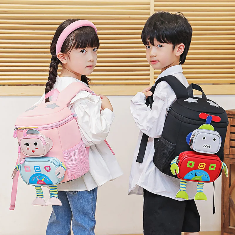 New Cartoon Robot School Bags for Boys Kindergarten Kids Travel Bag 1-3 Grade Schoolbag Kawaii Backpacks Girls Mochila Escolar