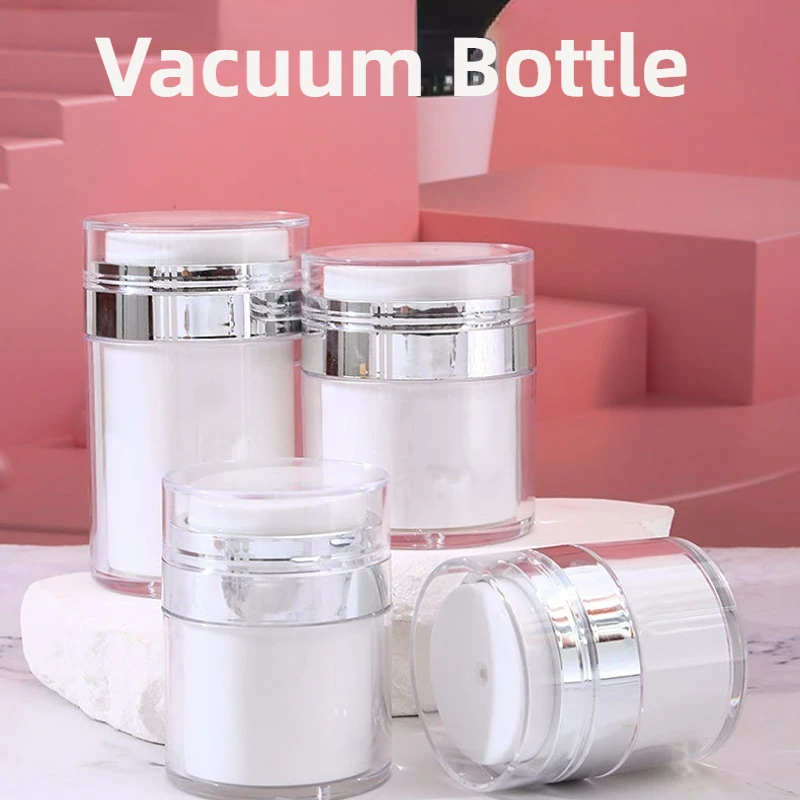 Refillable Acrylic Cream Bottle for Creams and Lotions Portable Cosmetic Container  Travel Bottle Vacuum Design Empty Bottle