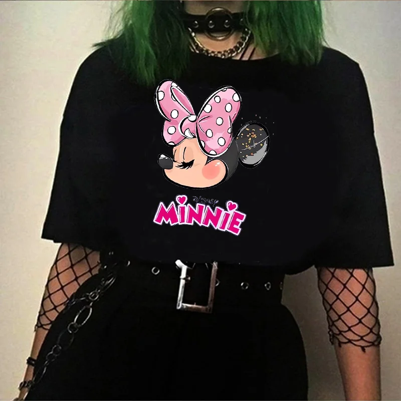 Cute T Shirts Funny Mickey Tshirt Minnie Mouse Cartoon T-shirt Women T Shirt Female Clothes Kawaii Disney