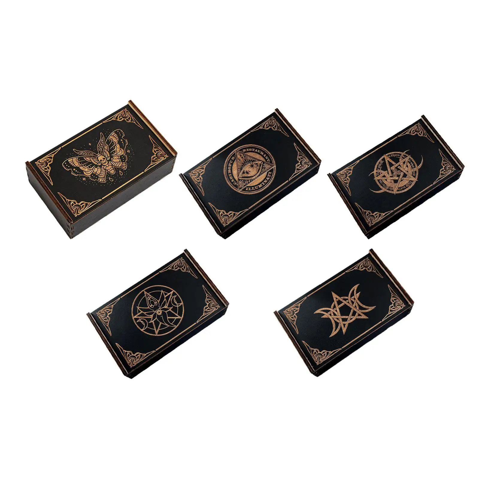 Tarot-Box aus Holz, Kartenhalter, Geschenk, Sammlerstück, dekorative Spielkarten, verschiebbares Schmuckstück, Andenken-Box, Karten-Organizer, Tarot-Kartenetui