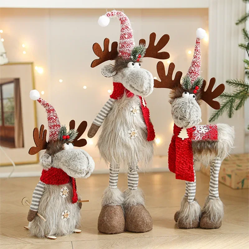 Bestseller American Cartoon Plush Elk Wall Ornament, Retractable Christmas Doll Large Doll Gift Ornament Wallpaper Lace Home Im