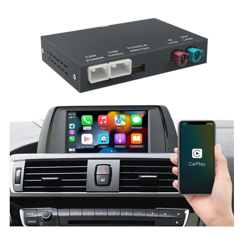 Kabelloser CarPlay Android Auto Decoder für BMW NBT EVO X5 F15 F85 G05 X6 F16 F86 G06 X1 F48 F49 mit BT MirrorLink AUX Auto-Modul