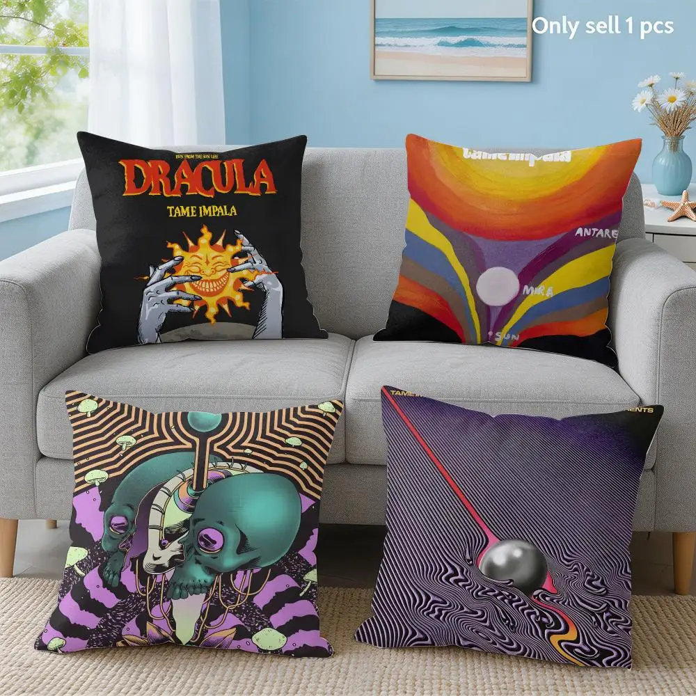 Music Band T-Tame Impala Cushion Cover Soft Short Plush Throw Pillow Cover Hidden Zipper Cutecore Sofa Bedroom Home Decor