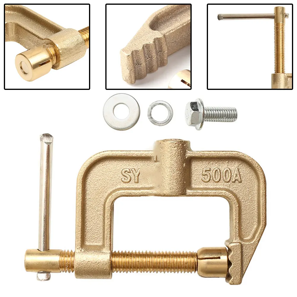 

1pc Copper Ground Clamp 500A High Power Ground Earth Clamp G-shaped Argon Arc Welding Gas Shielded Stud Accessories Soldering