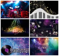 Laeacco Music Theme Party Photophone Notes Light Spots Birthday Photography Backgrounds Photographic Backdrops For Photo Studio