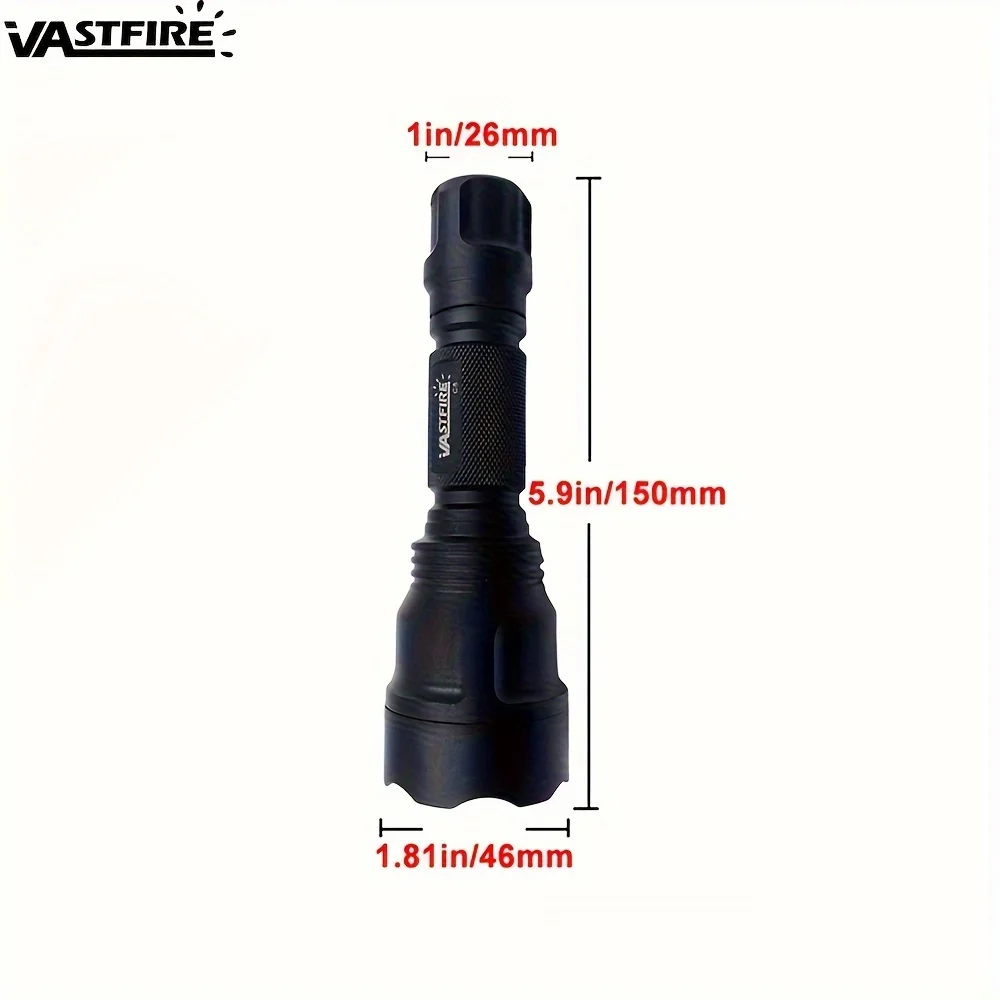 2500LM 500-800M Range LED Tactical Hunting Flashlight Portable Torch Outdoor Waterproof Lantern+18650+USB Charger +Switch