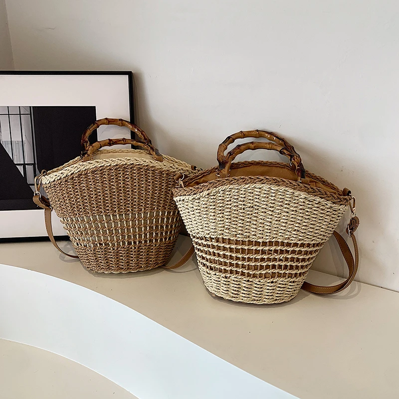 Summer Women's Shoulder Bag Hollow out Handbag Hand woven Straw Bags Bohemian Casual Ladies Beach Bag Fashion Lady Crossbody Bag