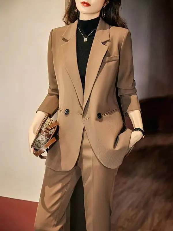 

Loose Casual plus Size Suit Jacket And Wide Leg Pants Two Piece Set High Waist Long Sleeve Button up Korean Style Fashion Set