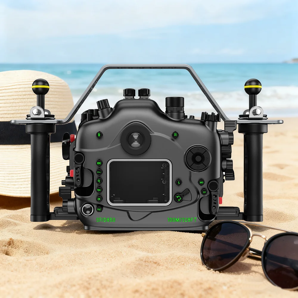 Seafrogs Aluminum Waterproof Housing for Nikon D850 100m Underwater Case with Zoom/Focus Gears for F/Z Mount Lenses 180mm/230mm