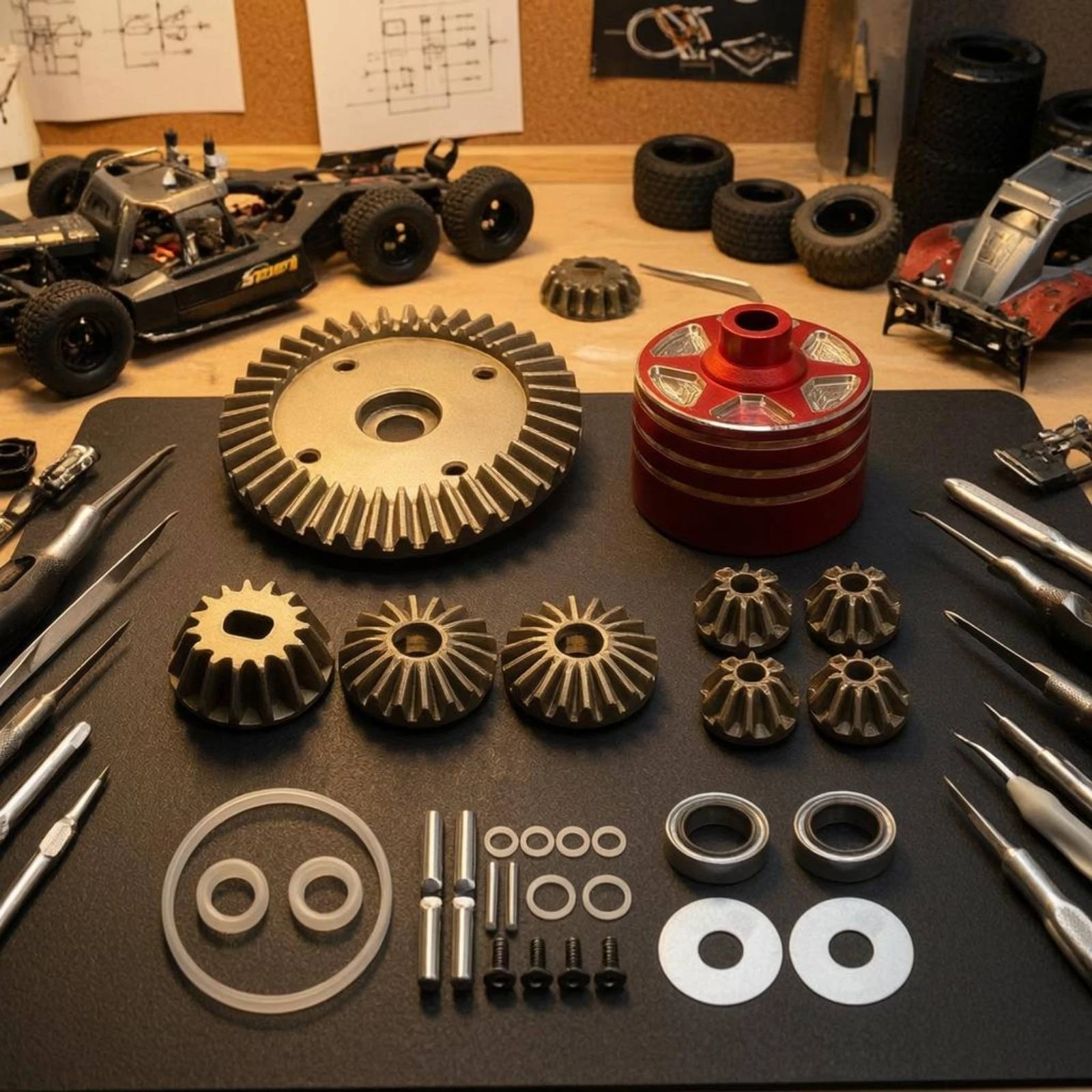 39-Tooth Differential Gear Assembly Compact Bevel Gear Set RC Car Part Long-Lasting Hobby Component Even Power Transfer