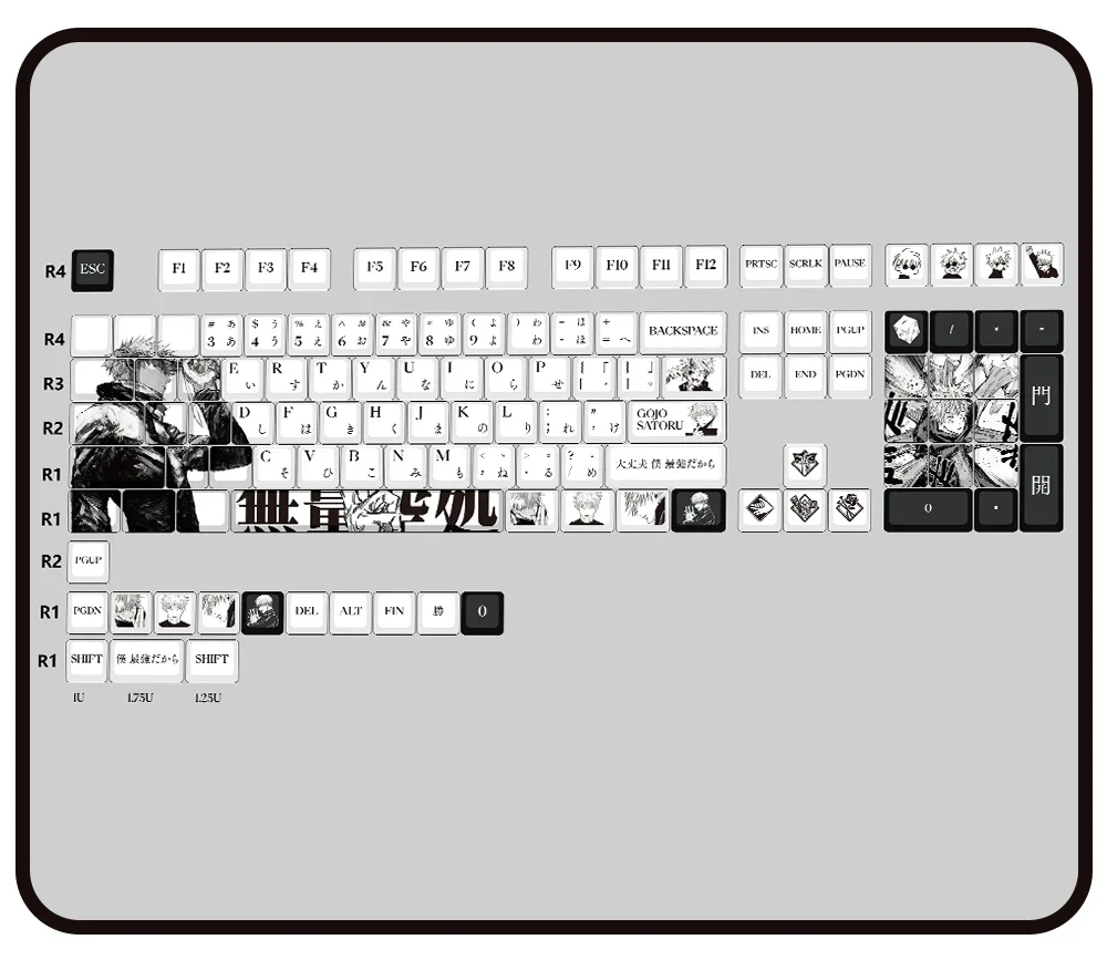 Satoru Gojo-Tastenkappen-Set, PBT-Farbsublimation, Kirschprofil-Tastenkappen für mechanisches Tastaturzubehör, individuelle Tastaturkappen