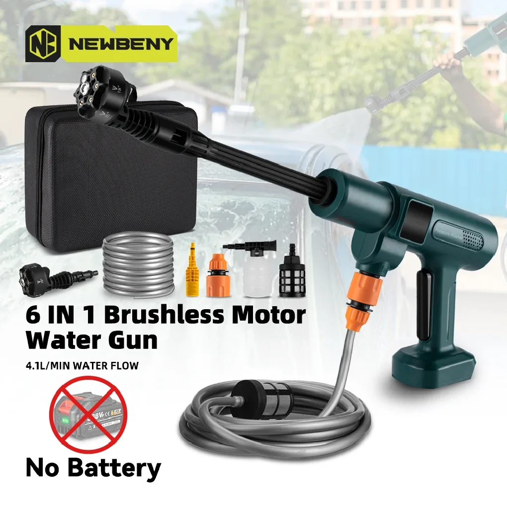 200Bar Brushless High Pressure Car Washer Gun 6 IN 1 Electric Garden Washing Water Wash Spray Gun For Makita Battery Pin