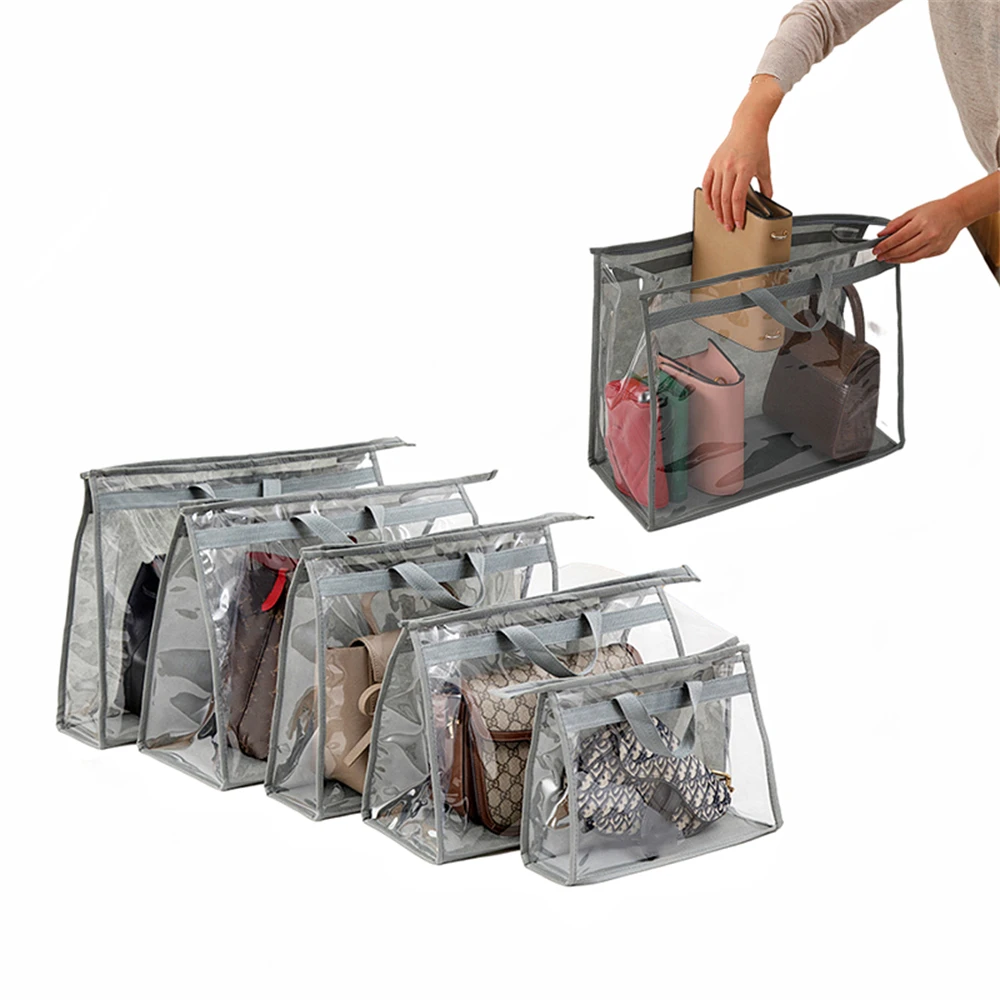 Pvc Transparent Dust-proof Handbag Storage Bag Organizer Home Wardrobe Storage And Organization Crossbody Zip Waterproof Bag