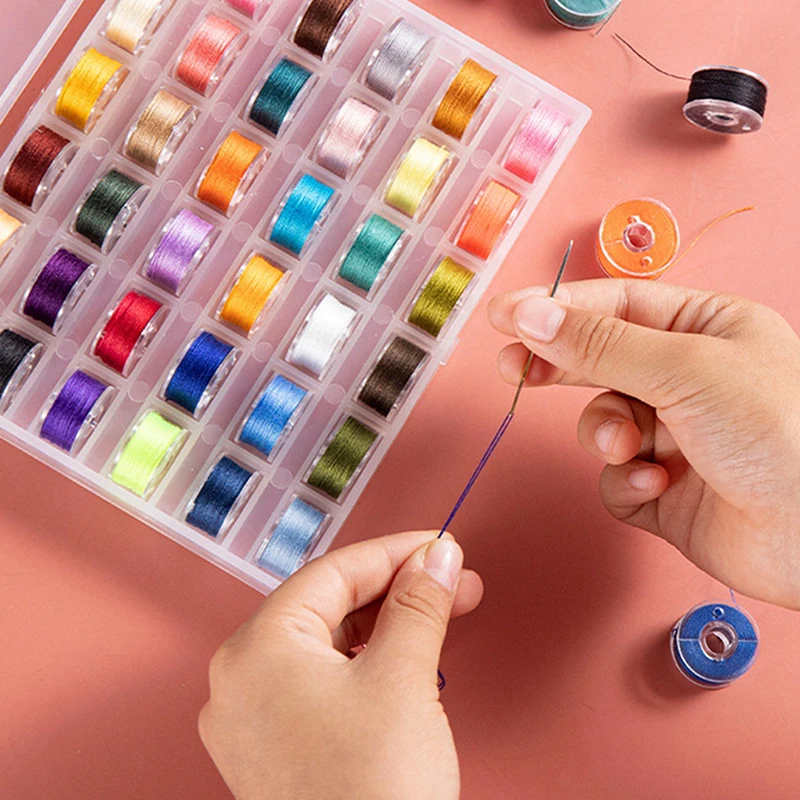 [YU] เย็บ Bobbins กล่องชุดจักรเย็บผ้า Bobbin Multicolor Thread SPOOL Stitch Machine Spools อุปกรณ์เย็บผ้า