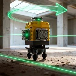 YEVOLT Laser Level Green Beam 4-Plane 16-Line Self-leveling 360 3D Ground-Hugging Horizontal & Vertical Tile Measuring Tools
