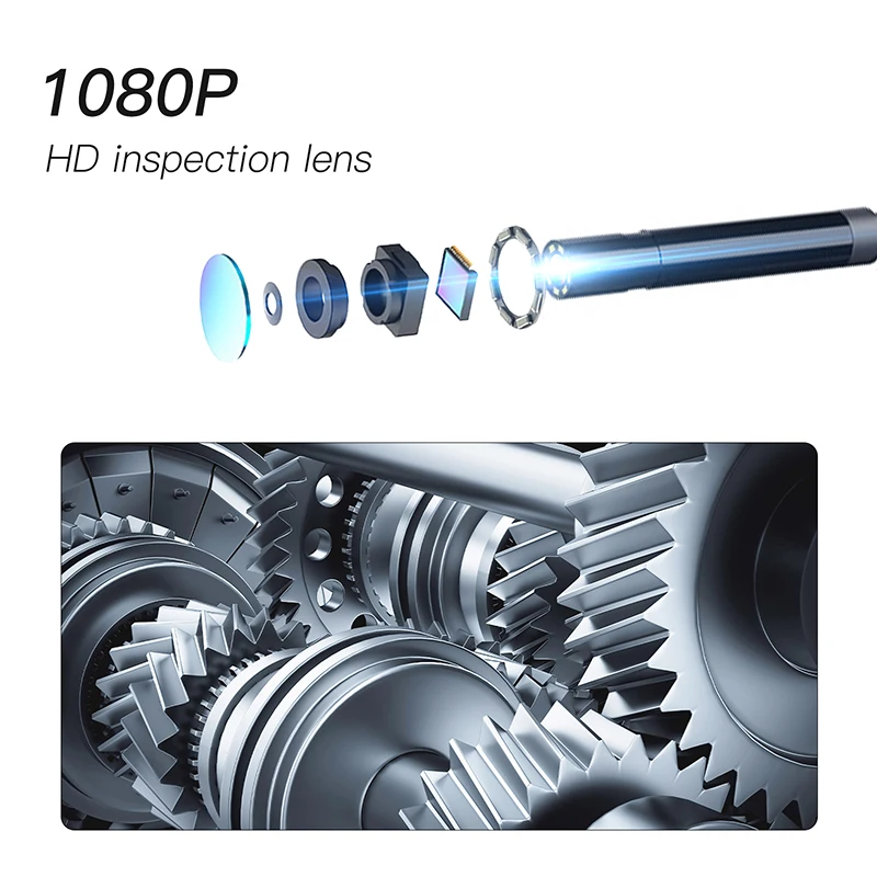 1080P Industrial Endoscope Camera 2.8 inch IPS LCD Inspection 8MM Automobile Camera Pipe Sewer Borescope 8 LED For Car Engine