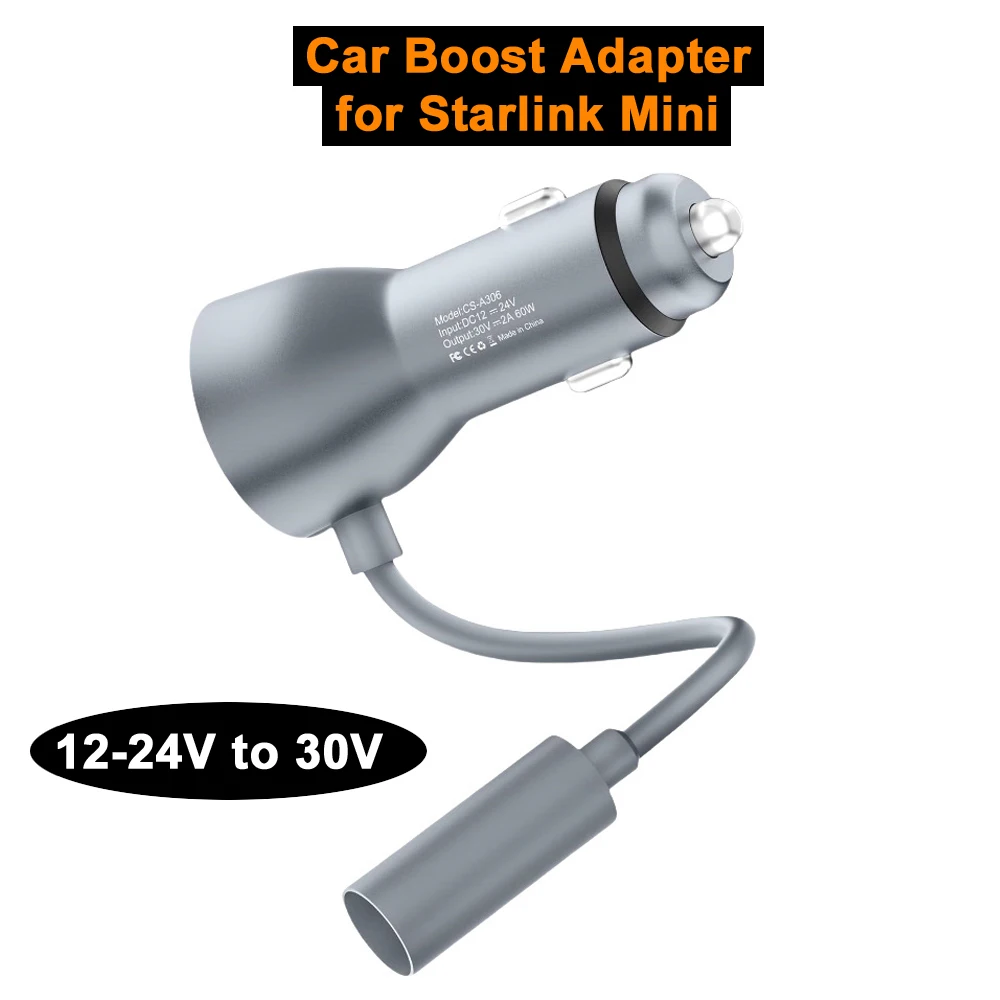 

for Starlink Mini Car Boost Adapter 12-24V to 30V/60W 18AWG Power Converter for Truck, Buses, Boat for Starlink Mini Accessories