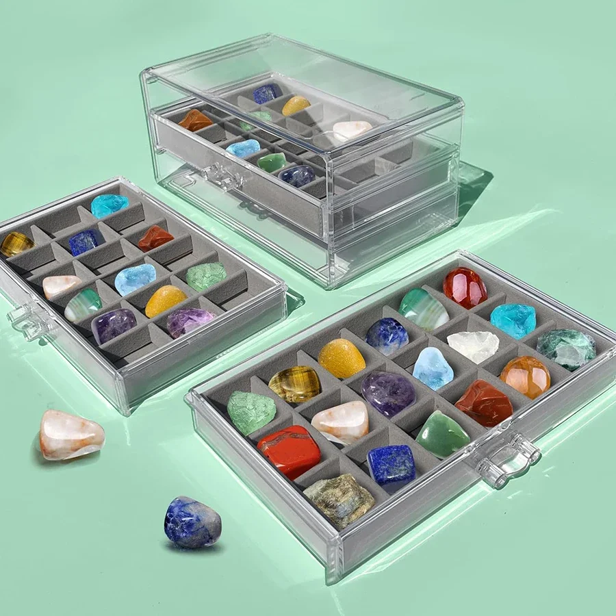 Gemstone Natural Ornament Mineral Specimen Crystal Stone Rough Stone Educational Storage Box