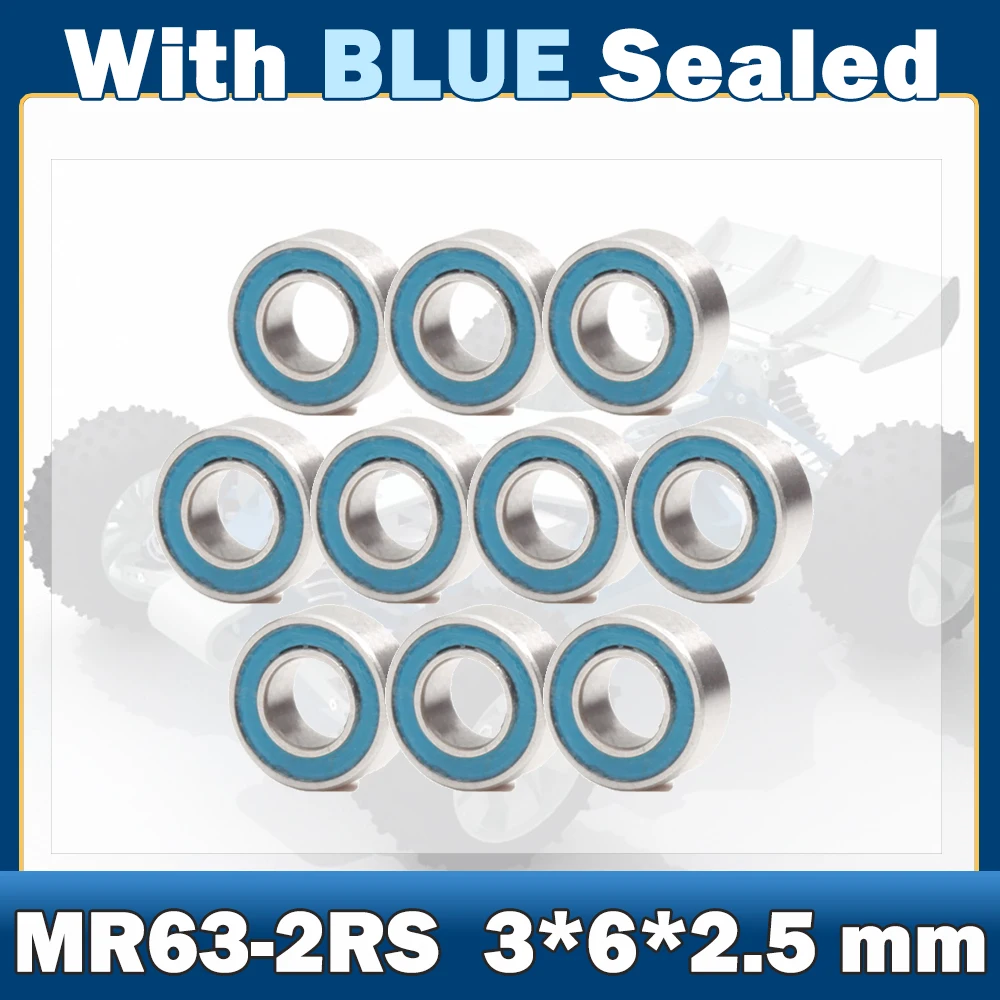 MR63-2RS Lager ABEC-7 ( 10 Stuks) 3*6*2.5 Mm Miniatuur MR63RS Kogellagers Blauw Verzegelde L-630DD