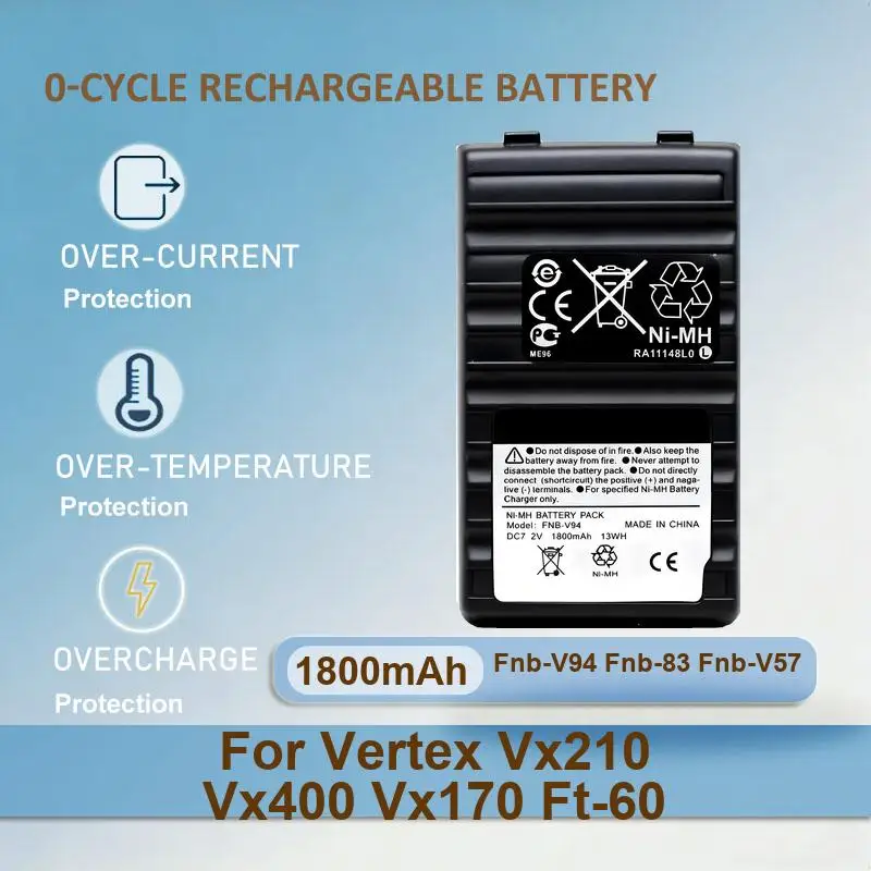 Fnb-V94 Fnb-83 Fnb-V57 Аккумулятор рации для Yaesu Vertex Vx210 Vx400 Vx170 Ft-60 Реальная емкость 1800 мАч