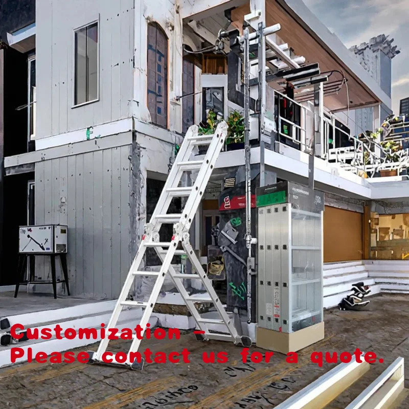 Customize.Versatile Modern Design Style Aluminum Telescopic Step Ladder Industrial Robust Construction Adjustable Height Outdoor