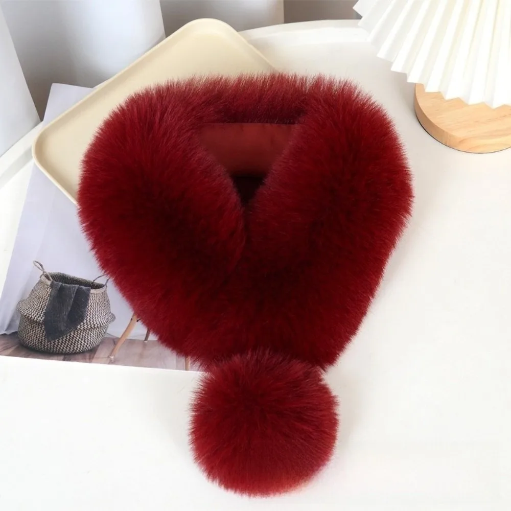 

Soft Thickened Plush Scarf Keep Warm Windproof Imitation Fur Scarf Magnetic Neck Wrap Cross Neck Warmer Winter