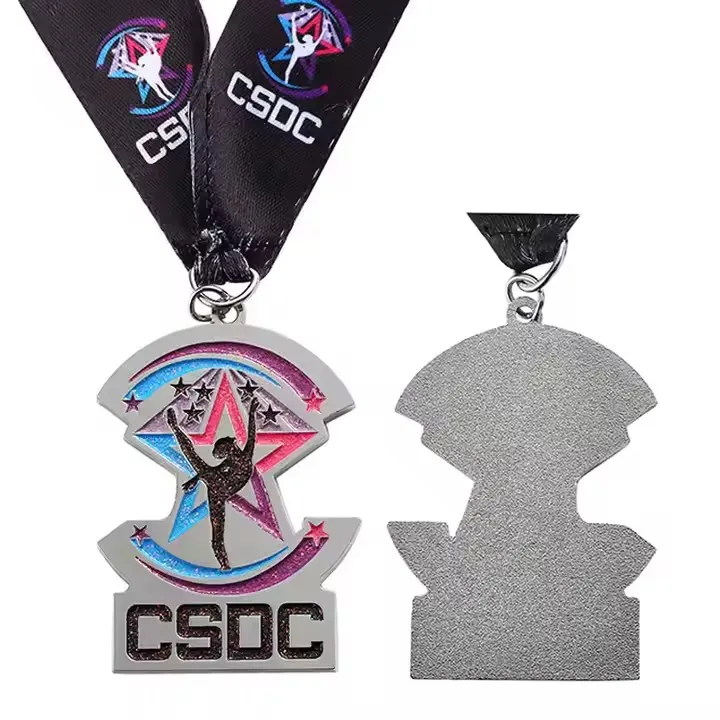 

Factory Custom Gymnastics Medal Lanyard Glitter Effect Girls Ballet Skating Winning Award Award Dance Medals