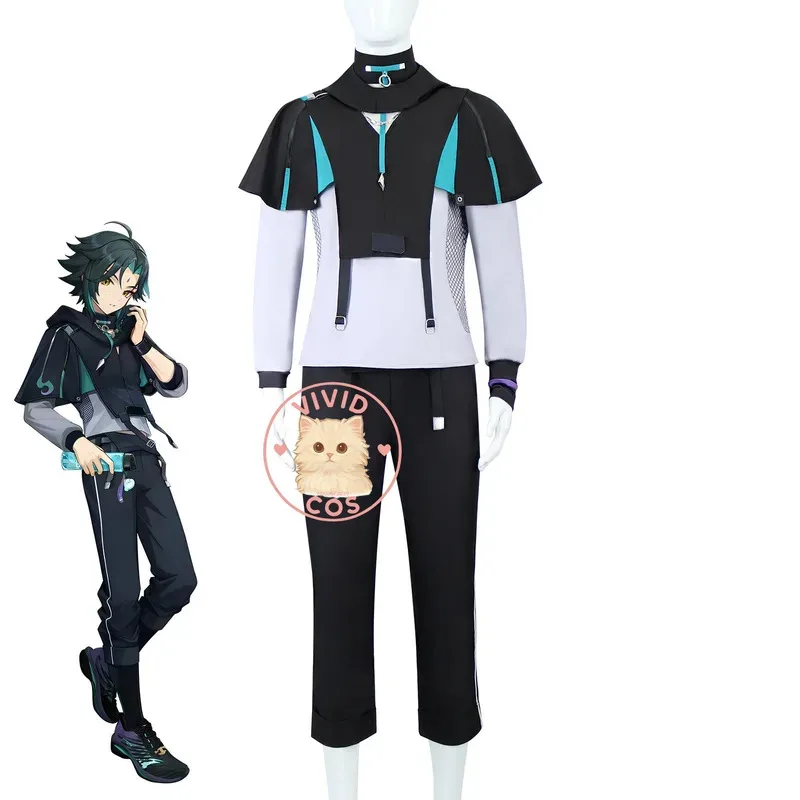 

Популярный костюм для косплея Genshin Impact, аниме Сяо, одежда для ролевых игр, черная спортивная форма для мужчин, Comic Con, вечеринка на Хэллоуин