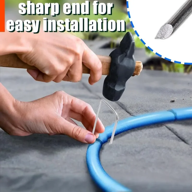 U-type Fence Tubing Stakes Sod Pins Heavy-duty Garden Staples Galvanized Landscape Spikes For Holding Lawns Barrier Ground Nails