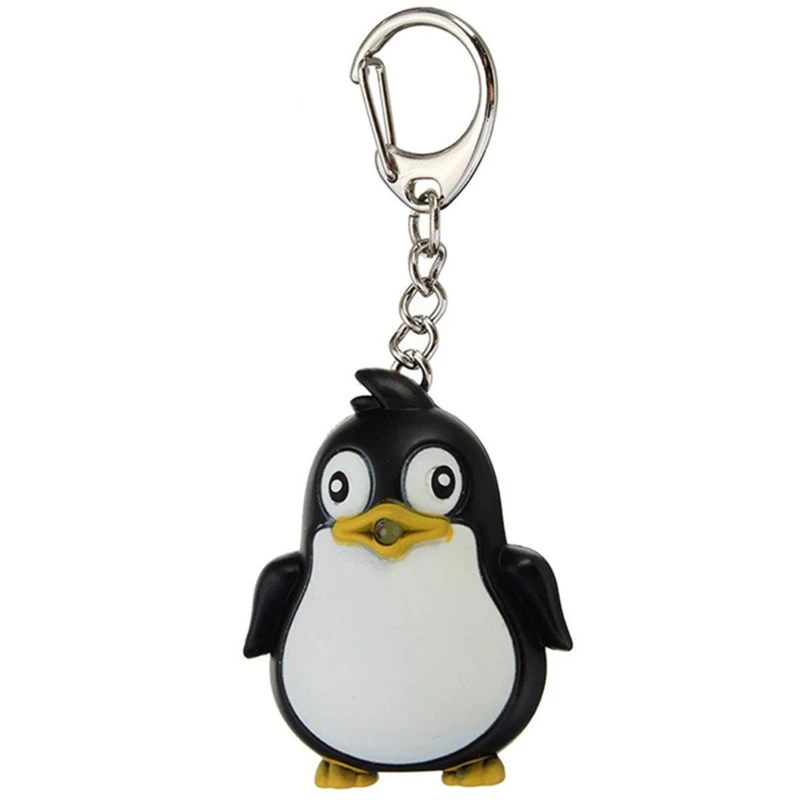 Keychain Cartoon Penguin Sound Emitting Keychain Cute Doll Keyring Mobile Phone Ornament Key Chain Car Pendant Funny Kids Gifts