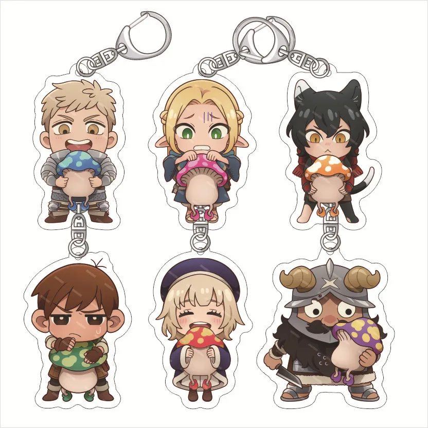 Anime Delicious In Dungeon Acrylic Keychain Marcille Donato, Laios Touden, Senshi, Chilchuck Tims Chibi Cute Figure Bag Pendant