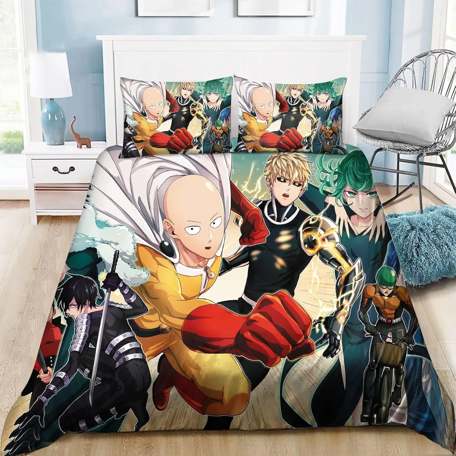 ONE PUNCH-MAN Duvet Cover Pillowcase Bedding Set Adult Boy Girl Bedroom Decoration Children Gift Single Double Size